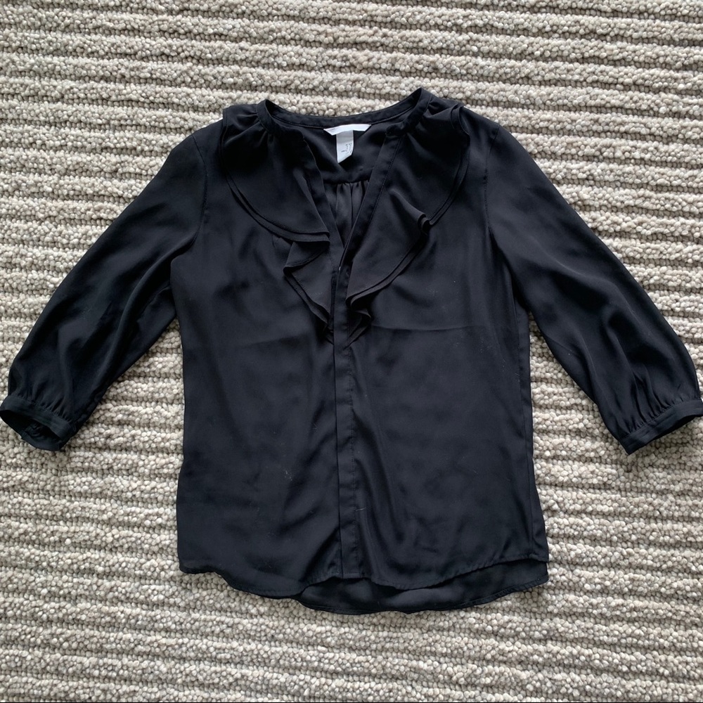 H&M Black Ruffle Blouse